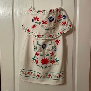 Deja Vu Flower Embroidered Strapless Dress